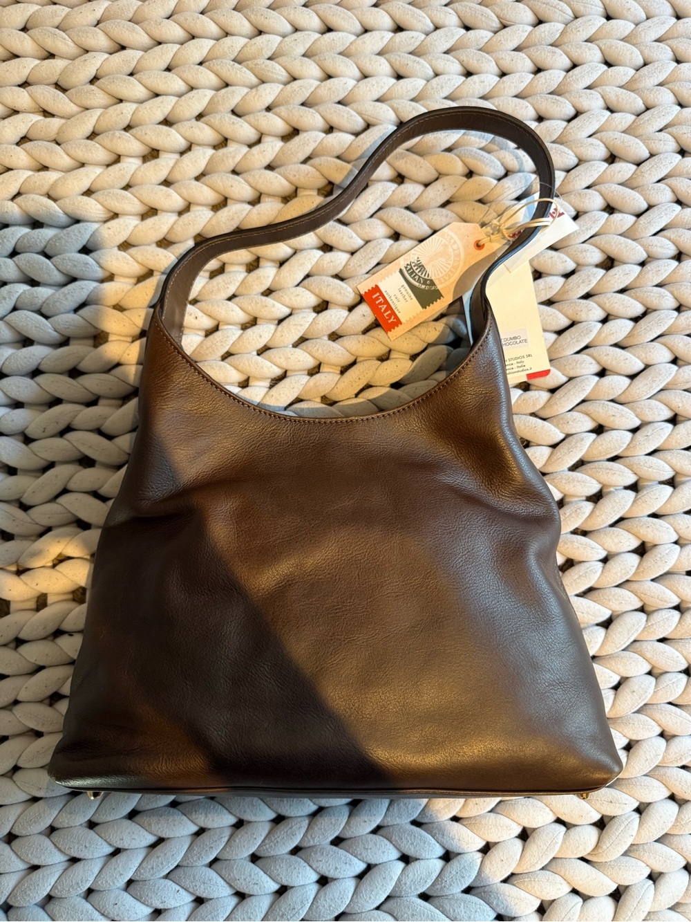 Brown Leather Shoulder Bag - Italian Made